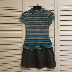 🍁 Turquoise and gray striped dress